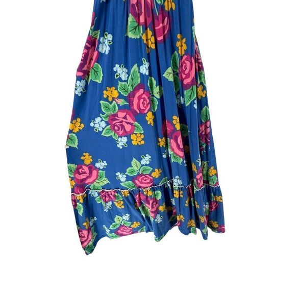 Matilda Jane Maxi Dress Size M Blue Floral V Neck Ruffle Stretchy Jersey Knit - Picture 5 of 11